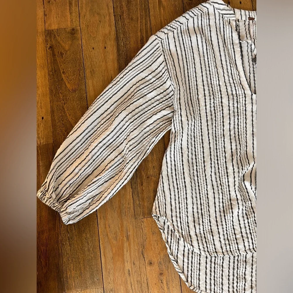 FREE PEOPLE Womens Bishop Sleeves Striped Tunic Blouse Pirate bohemian - Picture 5 of 13